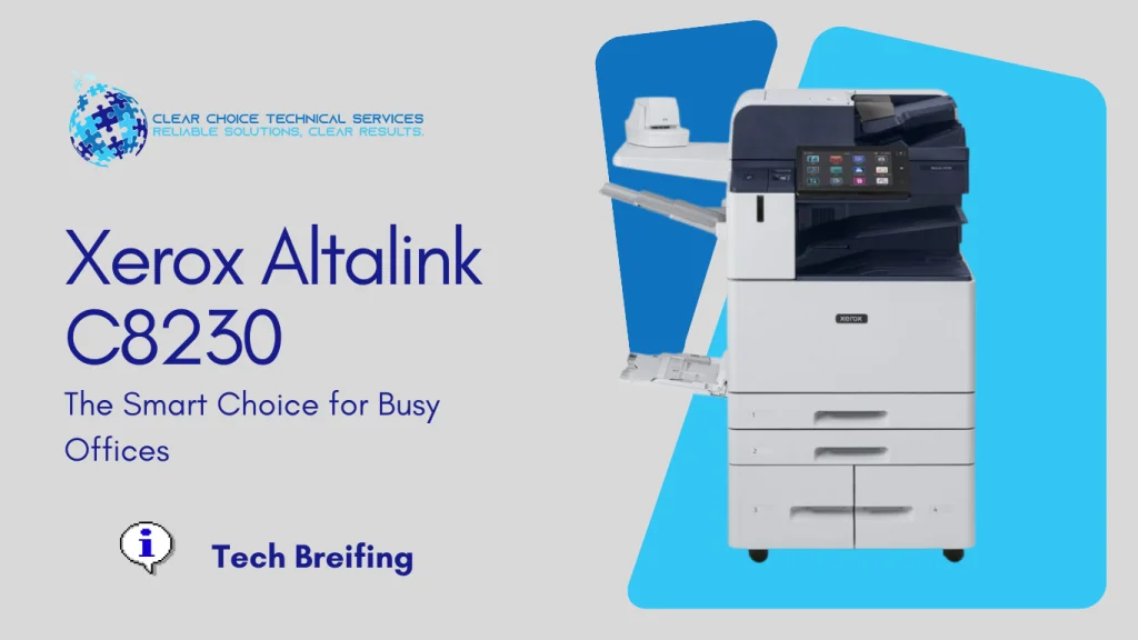 Xerox AltaLink C8230 multi-function printer with a 10.1-inch tablet-like touchscreen and high-capacity trays at 10 Glenlake Pkwy NE, Atlanta, GA.