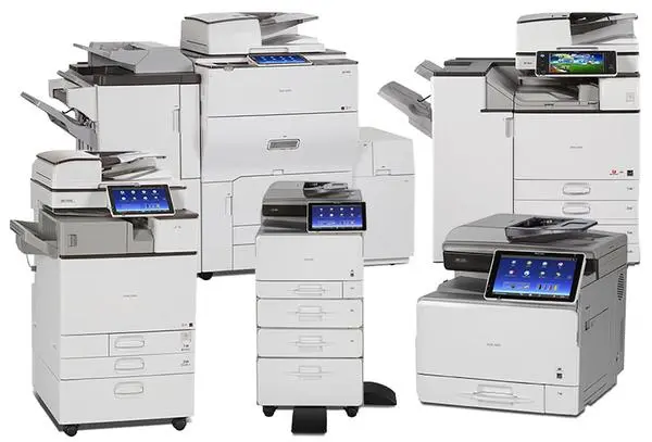 A diverse lineup of Ricoh and Sharp multi-function printers available for certified repair and technical maintenance in Atlanta.